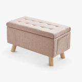 Yellow Rectangular Cotton Medium Tufted Storage Ottoman Image - 17