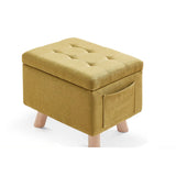 Yellow Rectangular Cotton Medium Tufted Storage Ottoman Image - 20