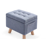 Yellow Rectangular Cotton Medium Tufted Storage Ottoman Image - 27