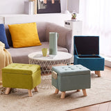 Yellow Rectangular Cotton Medium Tufted Storage Ottoman Image - 3