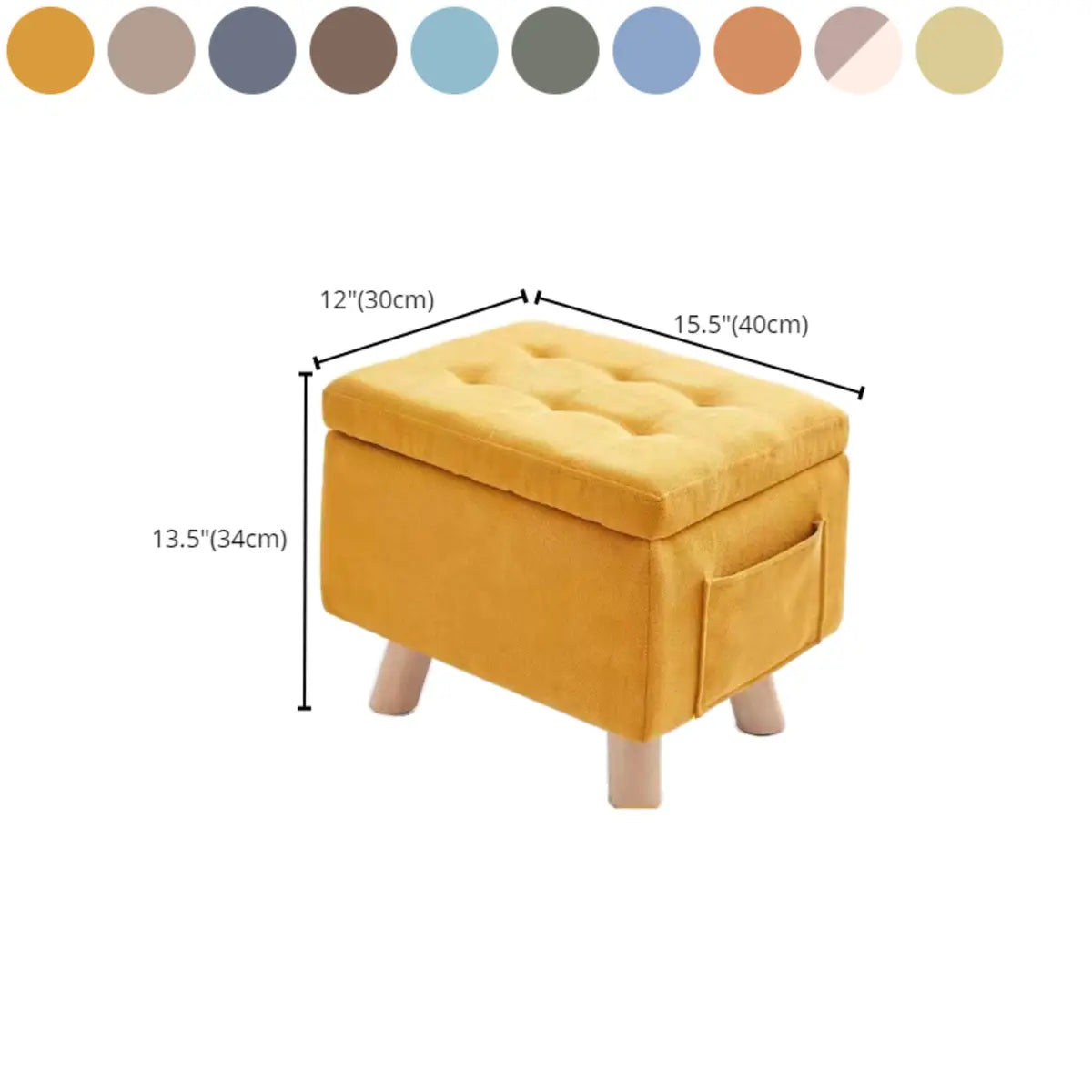 Yellow Rectangular Cotton Medium Tufted Storage Ottoman Image - 31