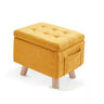 Yellow Rectangular Cotton Medium Tufted Storage Ottoman Image - 7