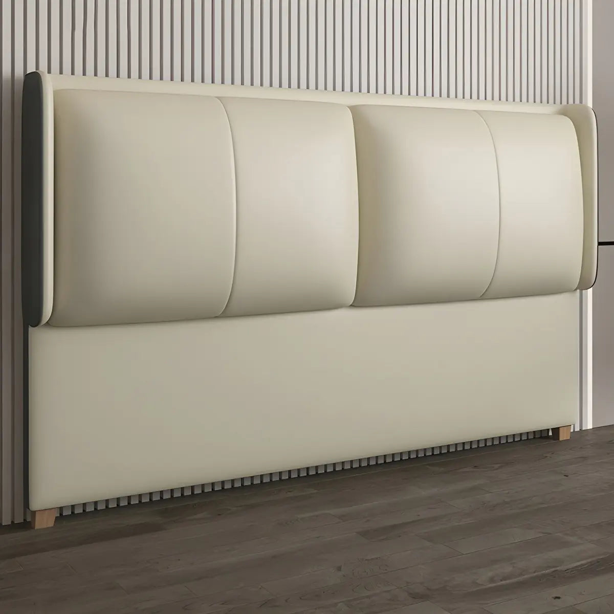 Yellow Rectangular Upholstered Wingback Headboard Image - 1