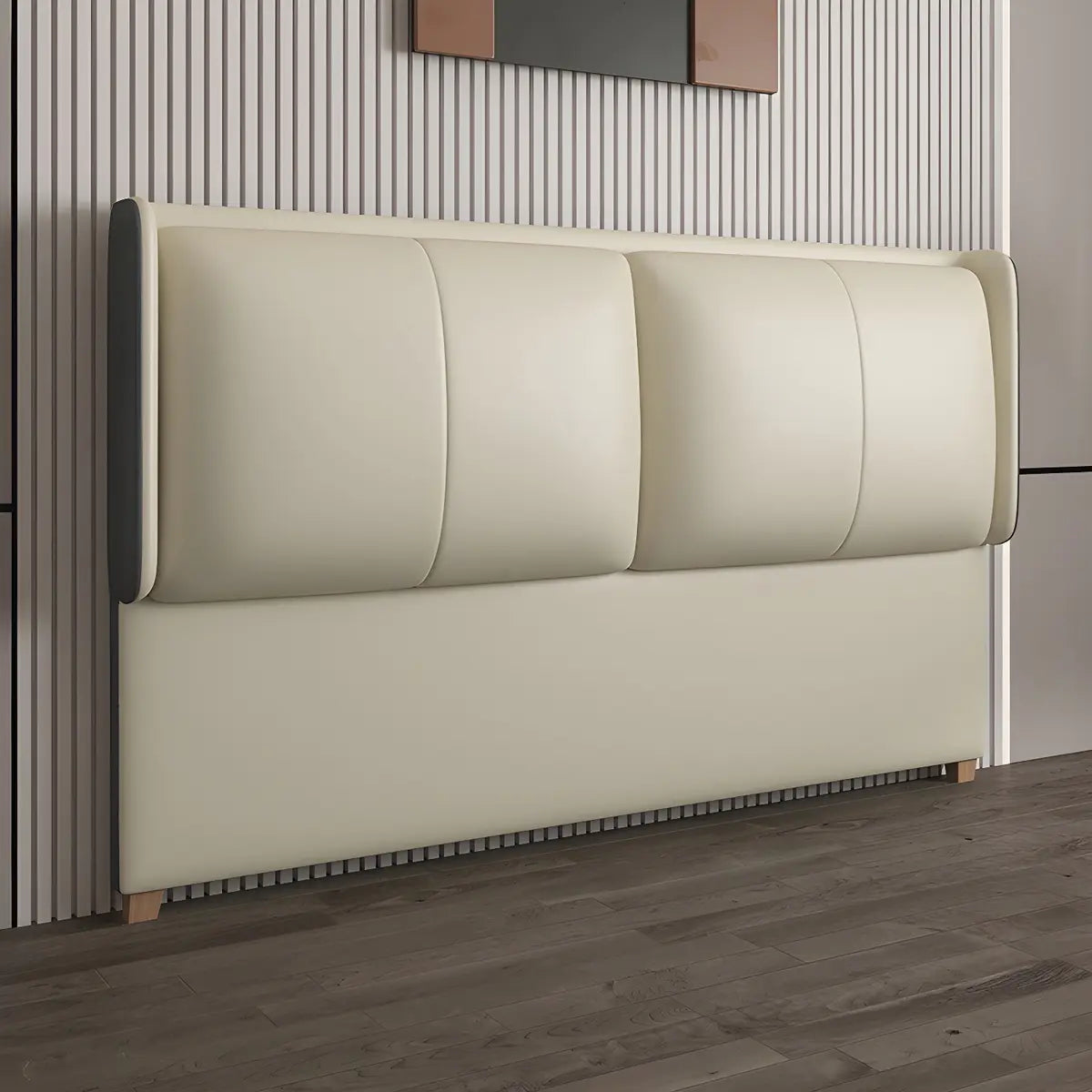 Yellow Rectangular Upholstered Wingback Headboard Image - 2