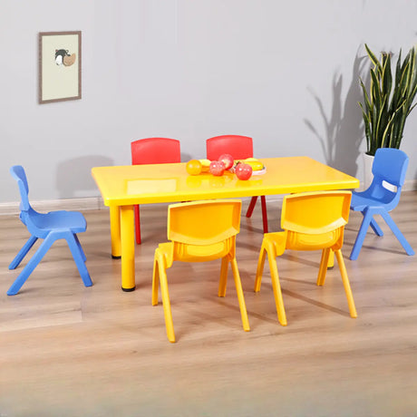 Yellow Rectangular Waterproof Toddler Table Cahir Set Image - 1