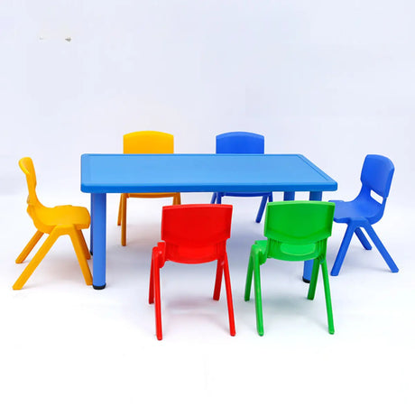 Yellow Rectangular Waterproof Toddler Table Cahir Set Image - 2