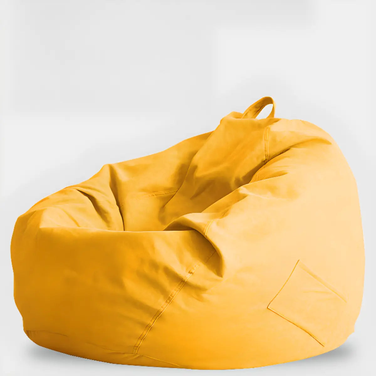 Yellow Round Cotton Removable Bean Bag Chair with Storage Image - 1