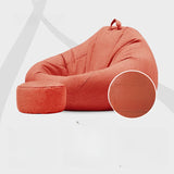 Yellow Round Cotton Removable Bean Bag Chair with Storage Image - 11