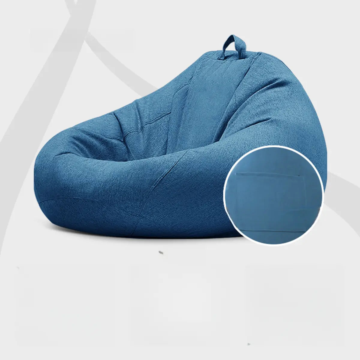 Yellow Round Cotton Removable Bean Bag Chair with Storage Image - 14