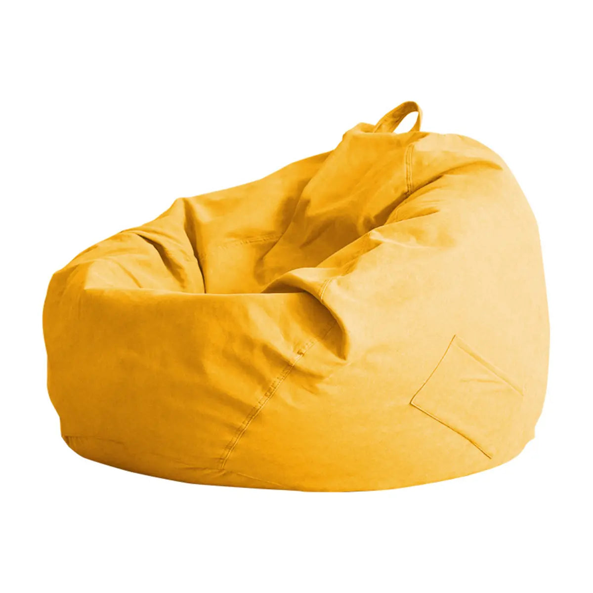 Yellow Round Cotton Removable Bean Bag Chair with Storage Image - 2