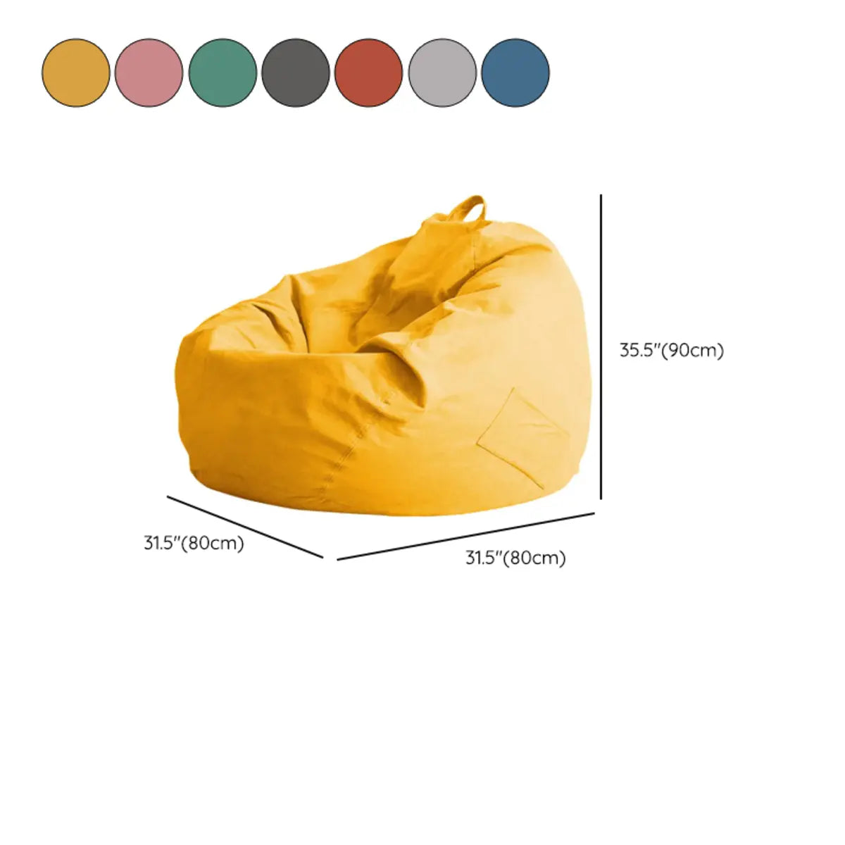 Yellow Round Cotton Removable Bean Bag Chair with Storage 