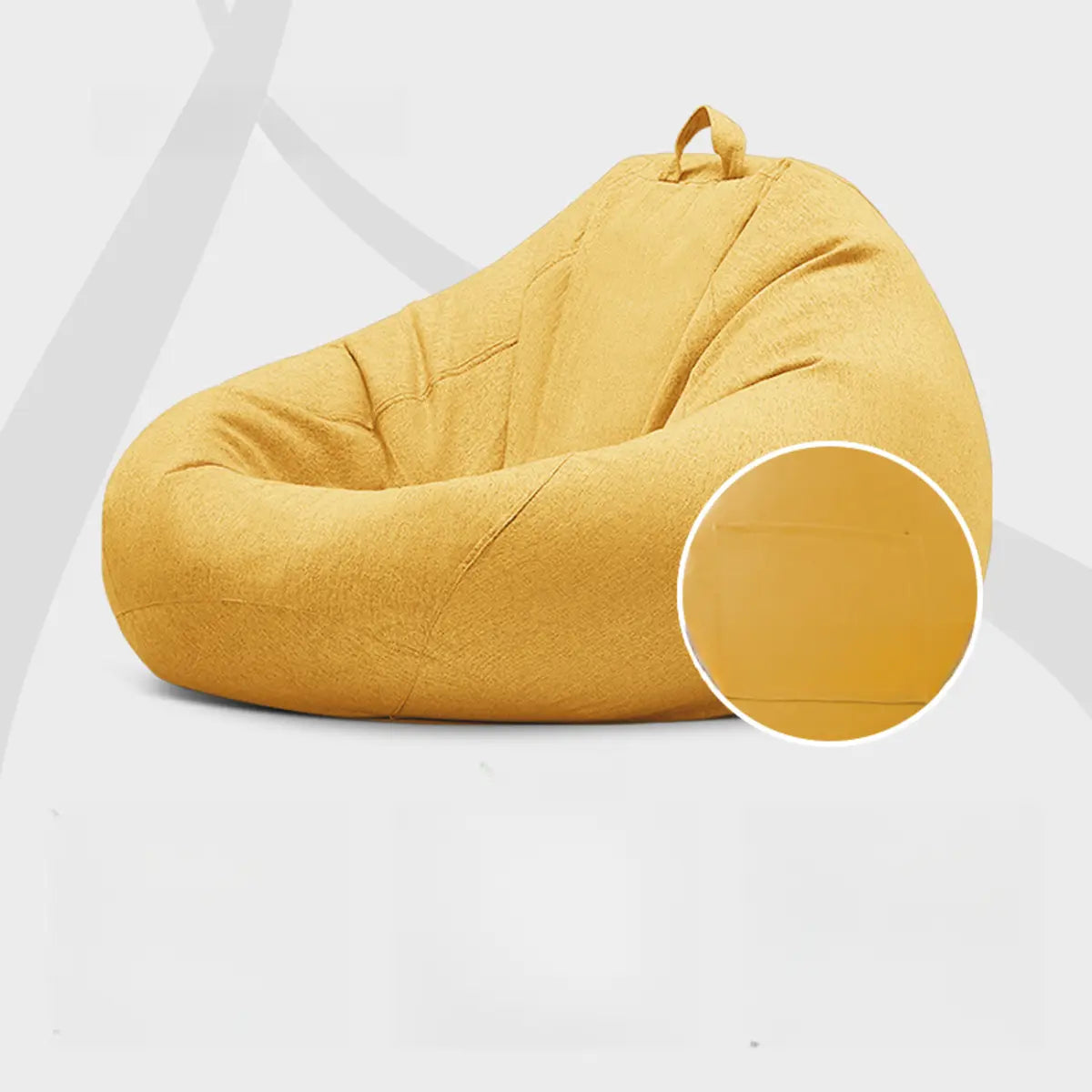 Yellow Round Cotton Removable Bean Bag Chair with Storage Image - 7