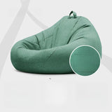 Yellow Round Cotton Removable Bean Bag Chair with Storage Image - 9