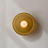 Yellow Round Crystal Frosted Glass Wall Sconce  Image - 10