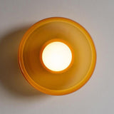 Yellow Round Crystal Frosted Glass Wall Sconce  Image - 12