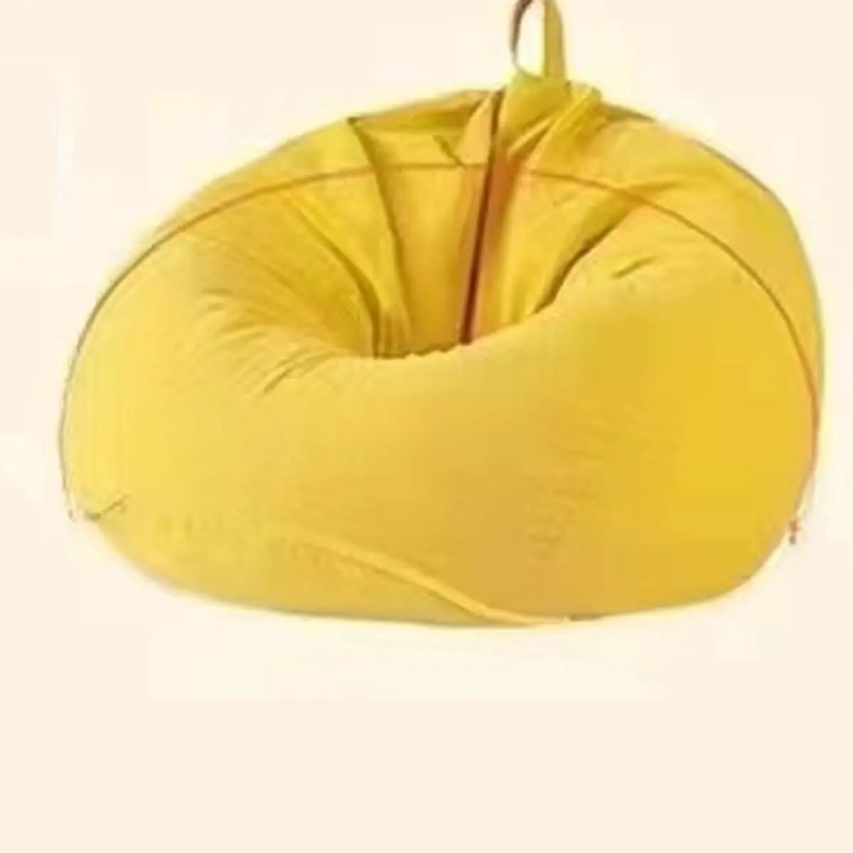 Yellow Round Fabric Washable Bean Bag Chair with Storage Image - 12