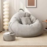 Yellow Round Fabric Washable Bean Bag Chair with Storage Image - 3