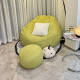 Yellow Round Fabric Washable Bean Bag Chair with Storage Image - 4