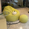 Yellow Round Fabric Washable Bean Bag Chair with Storage Image - 5