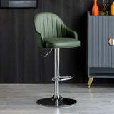 Yellow Round Metal Adjustable PU Leather Bar Stool Image - 10