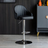 Yellow Round Metal Adjustable PU Leather Bar Stool Image - 21