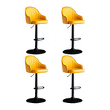 Yellow Round Metal Adjustable PU Leather Bar Stool Image - 44