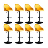 Yellow Round Metal Adjustable PU Leather Bar Stool Image - 46