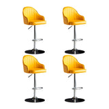 Yellow Round Metal Adjustable PU Leather Bar Stool Image - 49