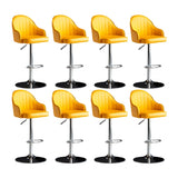 Yellow Round Metal Adjustable PU Leather Bar Stool Image - 51