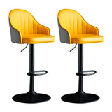 Yellow Round Metal Adjustable PU Leather Bar Stool Image - 62