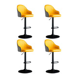 Yellow Round Metal Adjustable PU Leather Bar Stool Image - 63