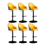 Yellow Round Metal Adjustable PU Leather Bar Stool Image - 64