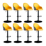 Yellow Round Metal Adjustable PU Leather Bar Stool Image - 65