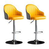 Yellow Round Metal Adjustable PU Leather Bar Stool Image - 67