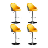 Yellow Round Metal Adjustable PU Leather Bar Stool Image - 68