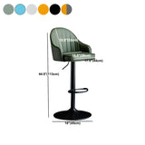 Yellow Round Metal Adjustable PU Leather Bar Stool #size