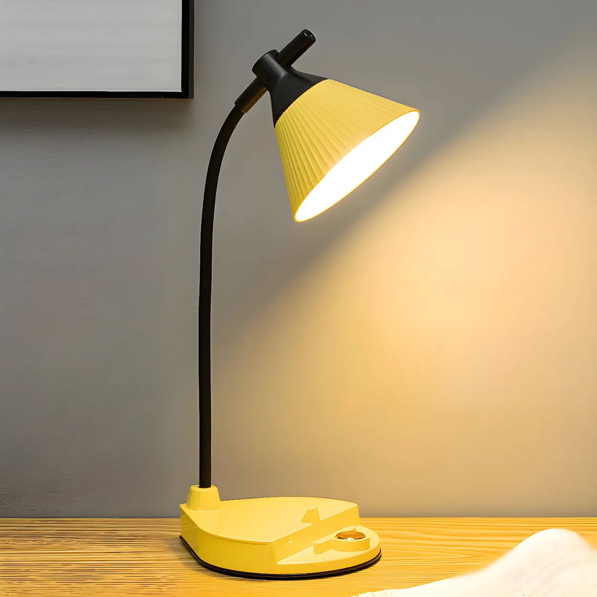 Yellow Simple Conical Dorm LED Modern Table Lamp Image - 1