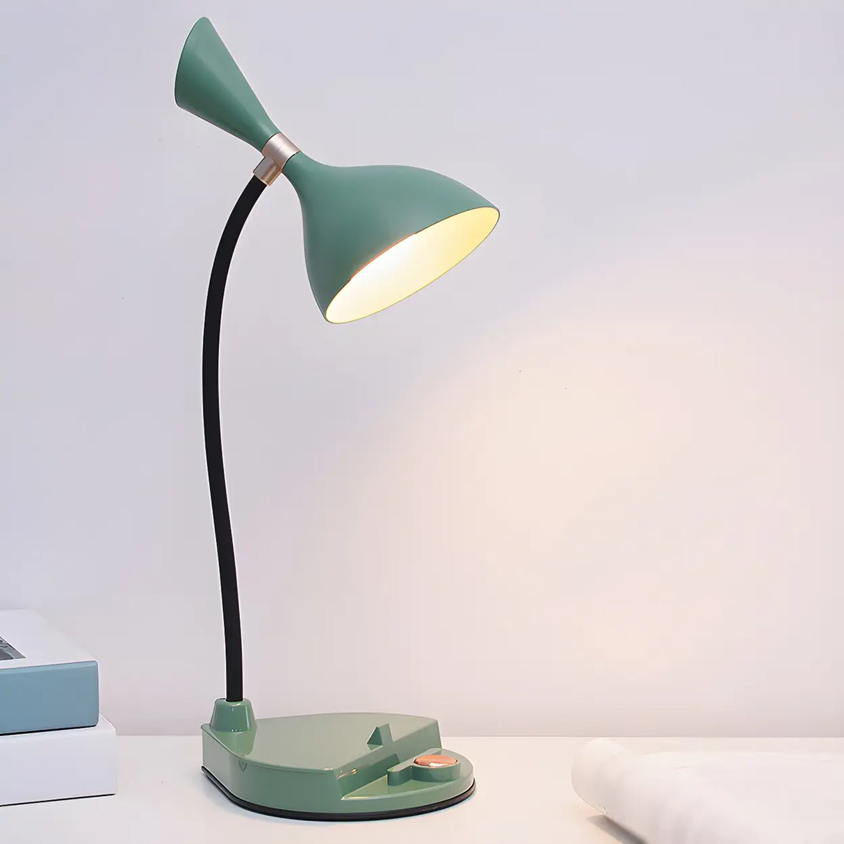 Yellow Simple Conical Dorm LED Modern Table Lamp Image - 12