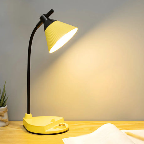 Yellow Simple Conical Dorm LED Modern Table Lamp Image - 2