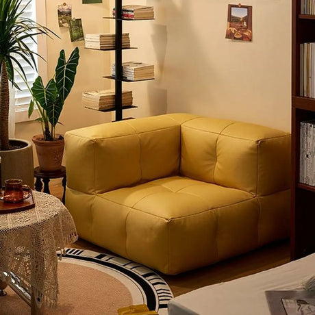 Yellow Tech Cloth Biscuit Back Reclining Corner Chair Image - 4