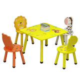 Yellow Wood Round Animal Toddler Play Table Chair Set Image - 10