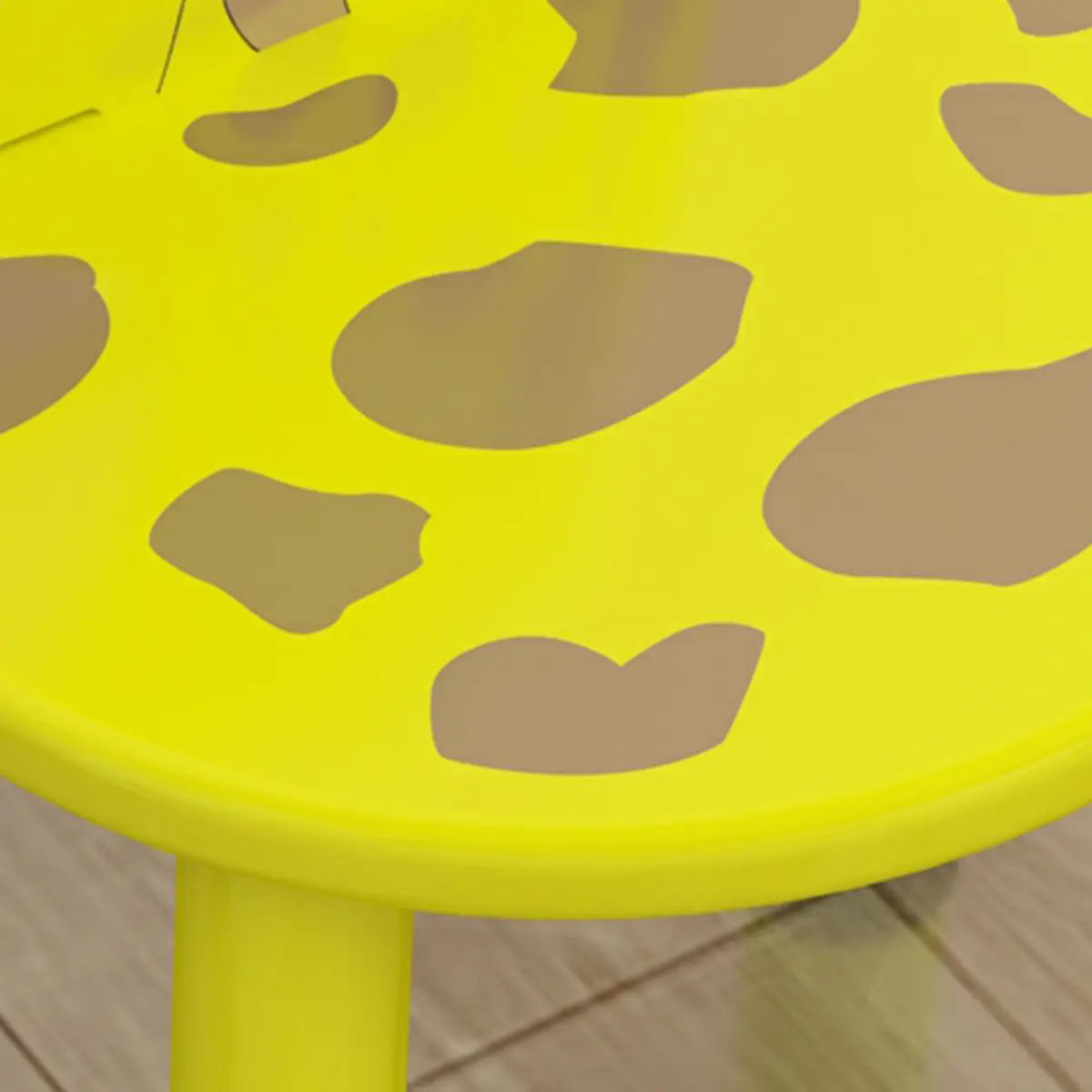 Yellow Wood Round Animal Toddler Play Table Chair Set Image - 13