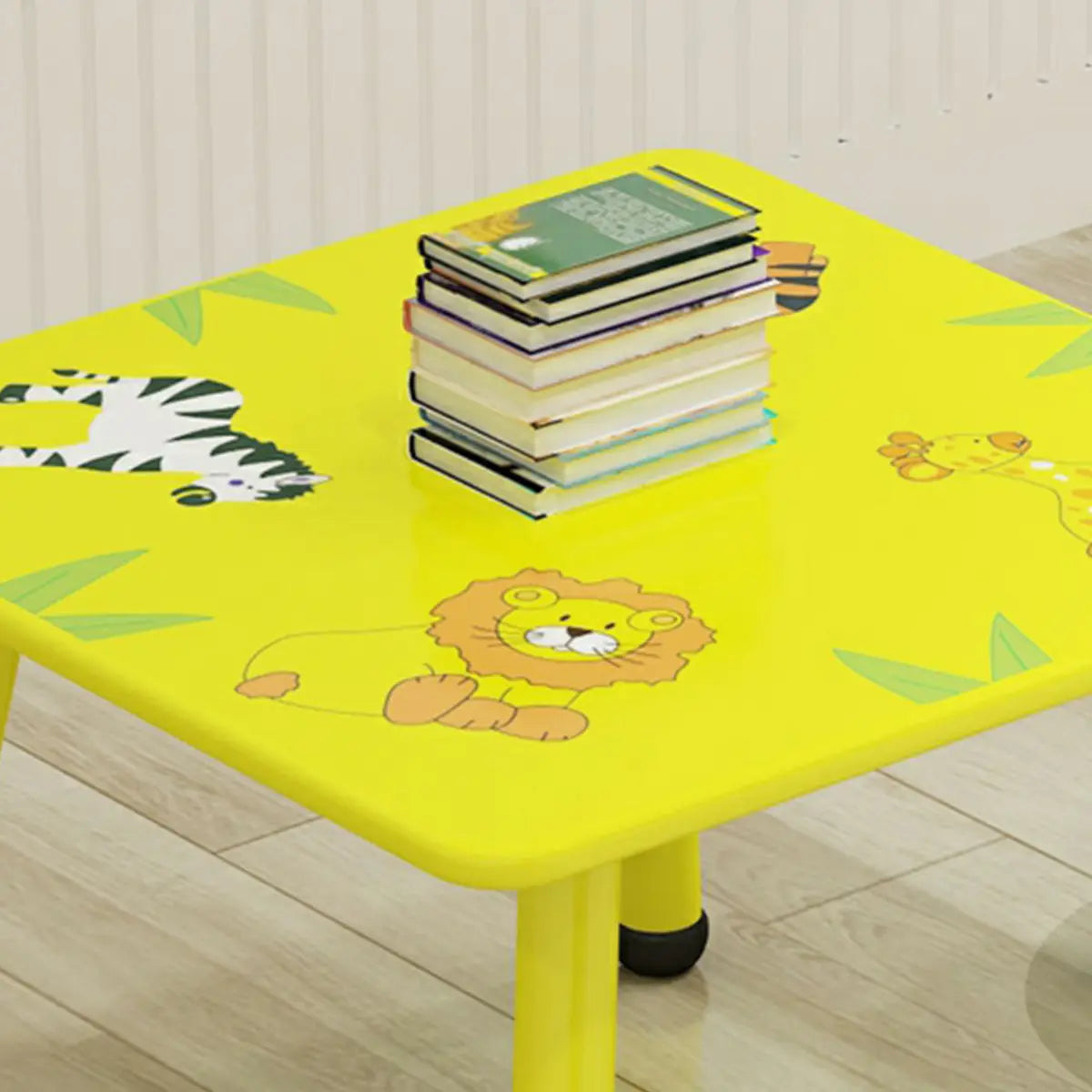 Yellow Wood Round Animal Toddler Play Table Chair Set Image - 15