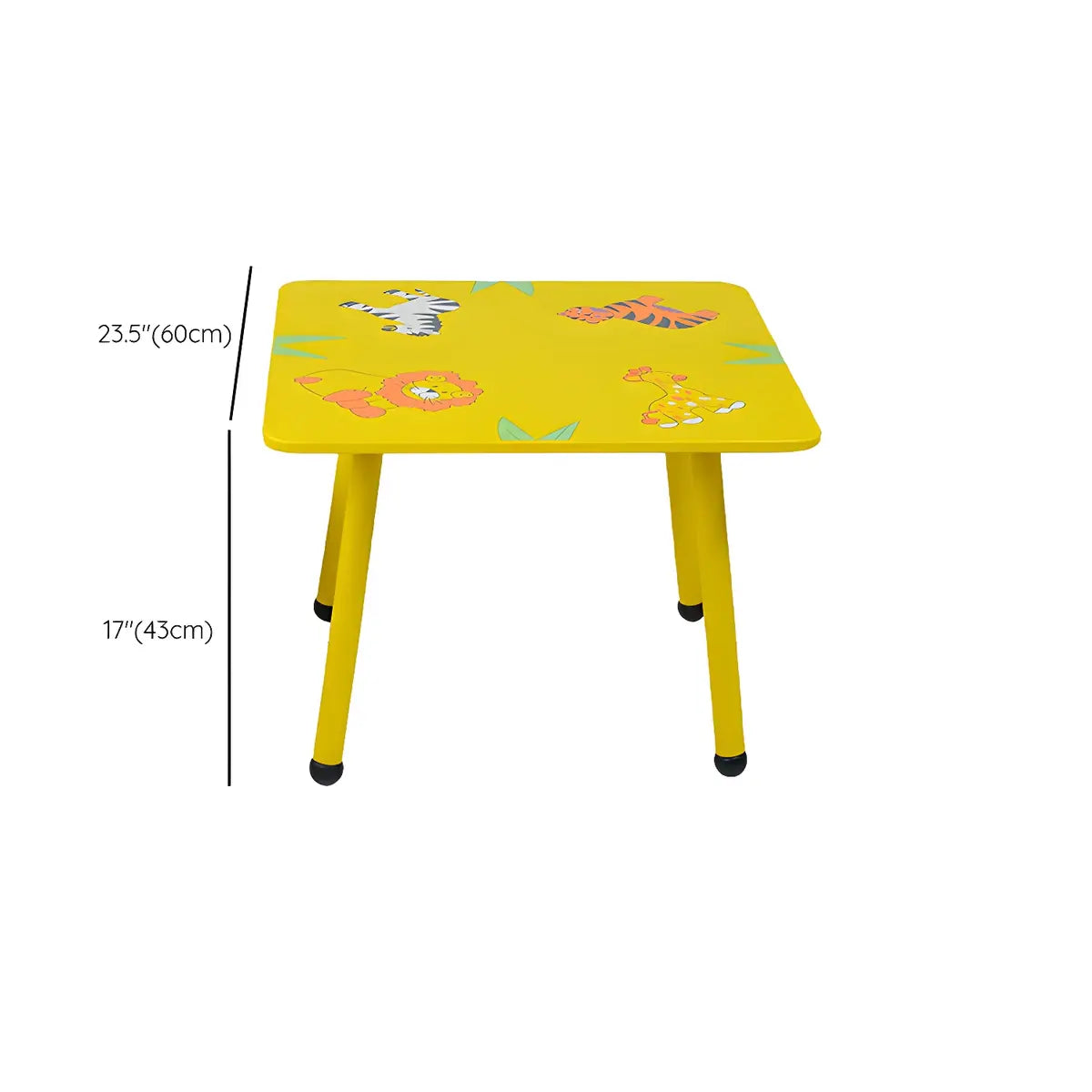 Yellow Wood Round Animal Toddler Play Table Chair Set 