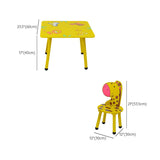 Yellow Wood Round Animal Toddler Play Table Chair Set Image - 17