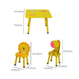 Yellow Wood Round Animal Toddler Play Table Chair Set Image - 18