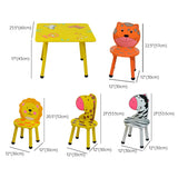 Yellow Wood Round Animal Toddler Play Table Chair Set Image - 19