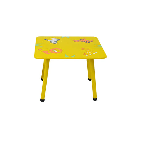 Yellow Wood Round Animal Toddler Play Table Chair Set Image - 2