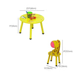 Yellow Wood Round Animal Toddler Play Table Chair Set Image - 21