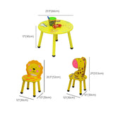 Yellow Wood Round Animal Toddler Play Table Chair Set Image - 22